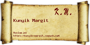 Kunyik Margit névjegykártya